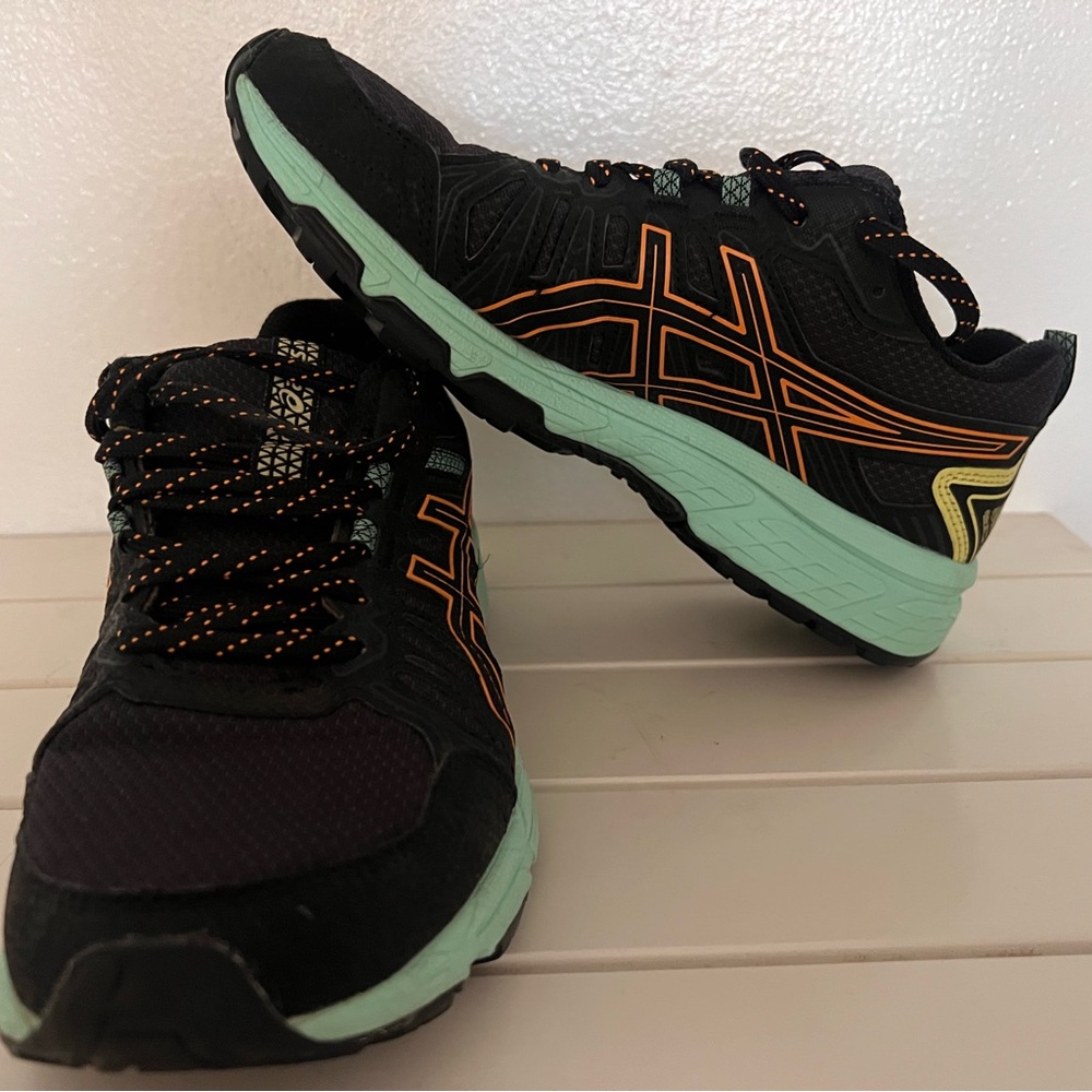 Asics Black and Orange Athletic Shoes